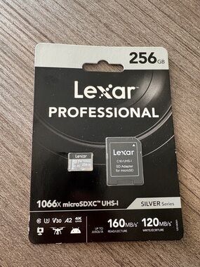 Brand New 256GB Lexar Professional Silver Series microSDXC UHS-I Memory Card